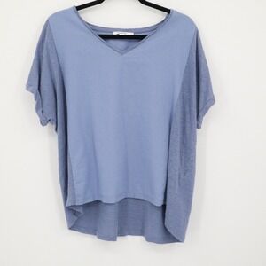 Chico's Linen Cotton Top Womens L Blue Resort Vacation Casual Boho‎ Beachy